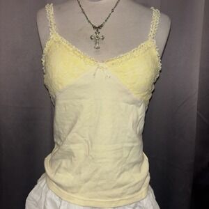 Liz Lisa Lace Ribbon Cami top Yellow Gyaru Dollette Whimsical Top Size Small Y2K